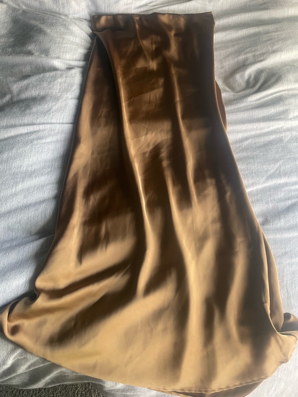 Satin Bias Slip Skirt in Warm Bronze